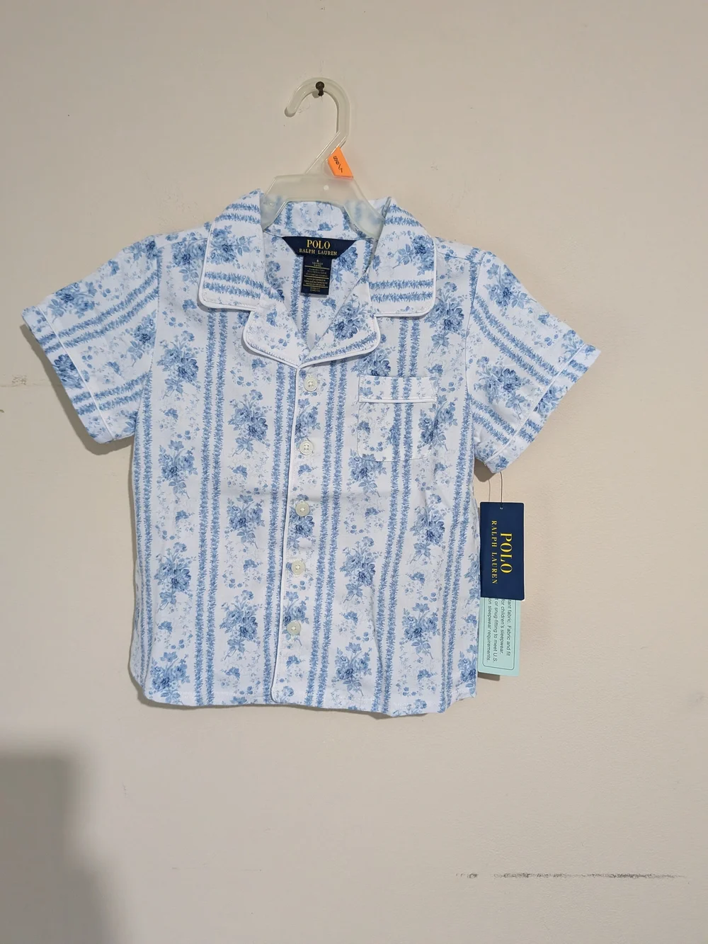 Ralph Lauren Light Blue Floral Stripe Short Pajama Set